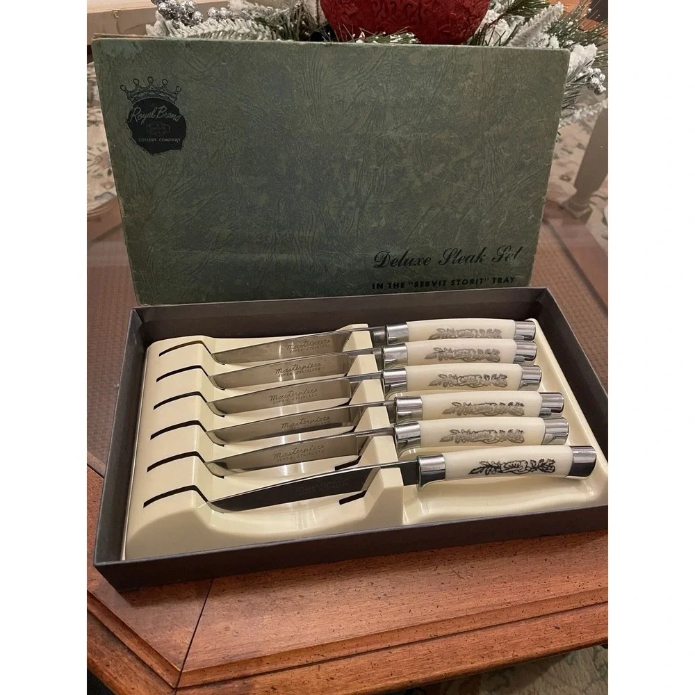 Steak Knives Stainless Steel Set of 6 Royal Brand Cutlery Japan VTG MCM